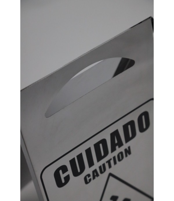 Placa Sinalizadora em Aço inox 'Piso Molhado'