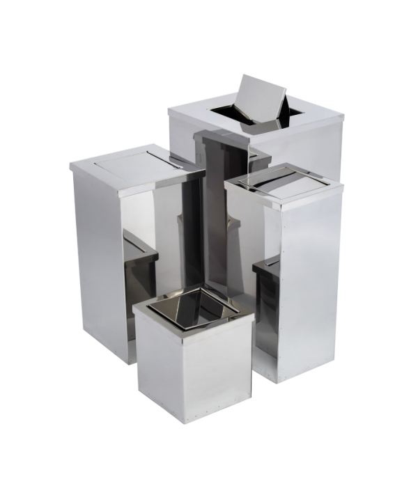 Lixeira em Aço Inox 30L Basculante Quadrada
