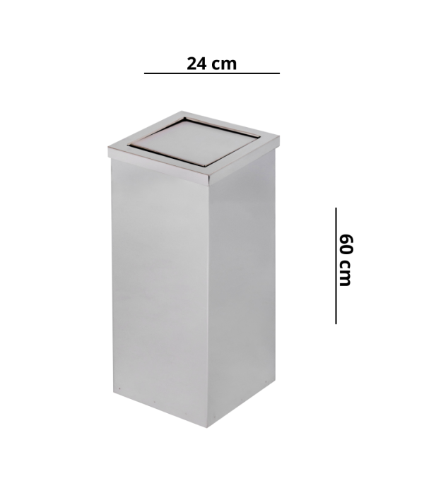 Lixeira em Aço Inox 30L Basculante Quadrada