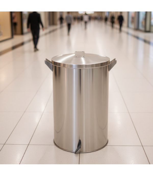 Lixeira Pedal e Alça 60L em Aço Inox