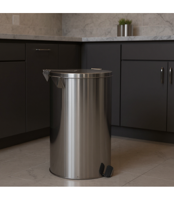 Lixeira Pedal e Alça 65L em Aço Inox 40x50
