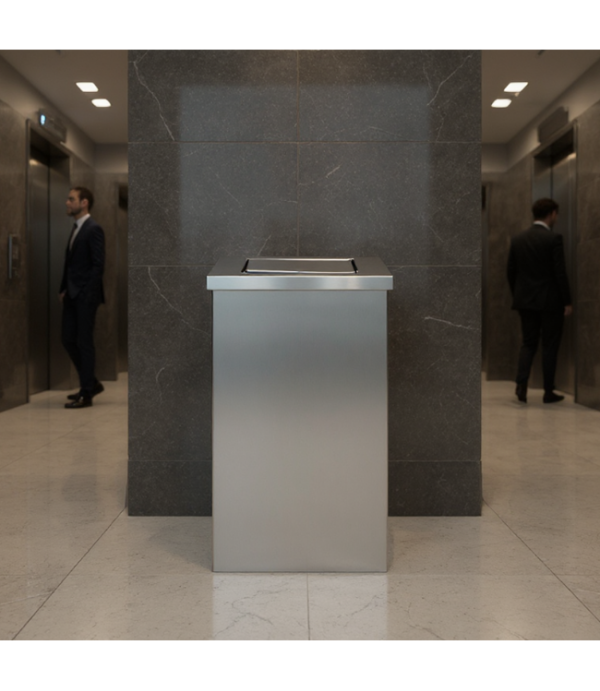 Lixeira em Aço Inox 100L Basculante Quadrada