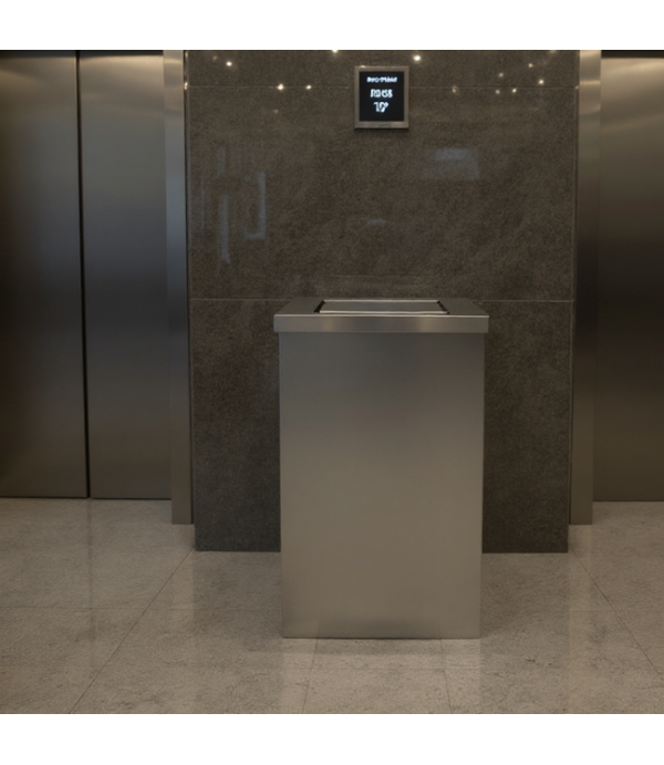 Lixeira em Aço Inox 50L Basculante Quadrada
