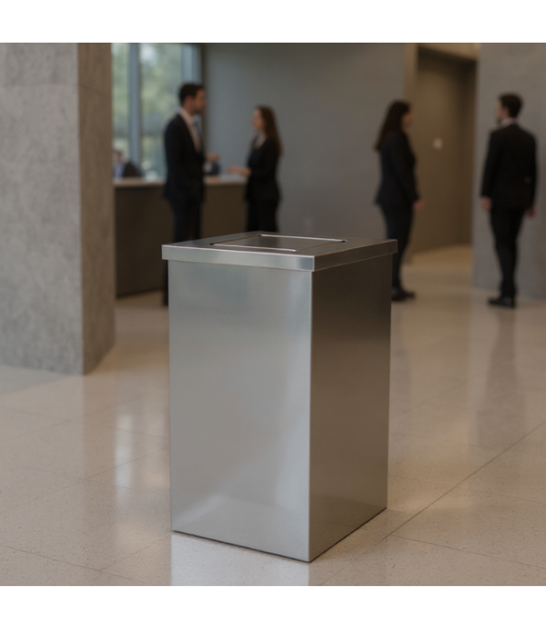 Lixeira em Aço Inox 50L Basculante Quadrada