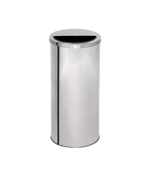 Lixeira de Inox 95L com Aro Meia Lua 40x75