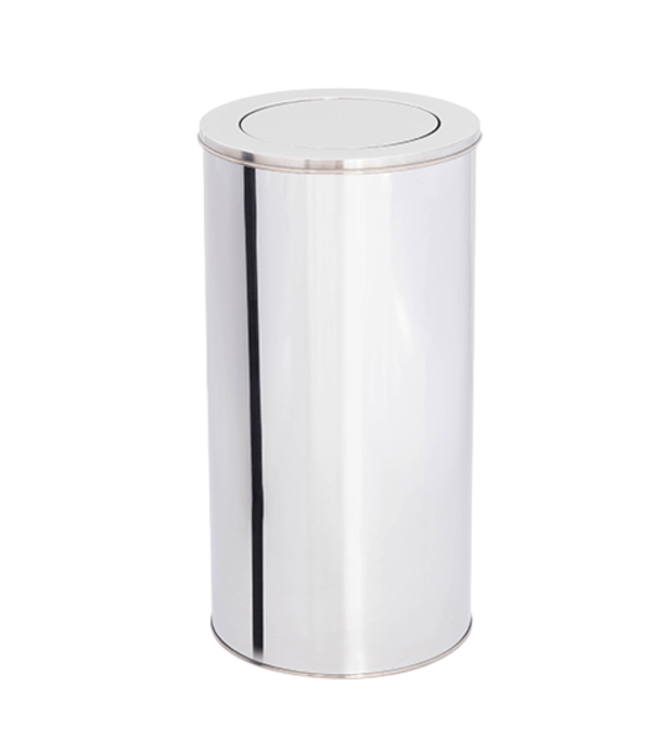 Lixeira 62L Basculante Redonda de Aço Inox 40x50