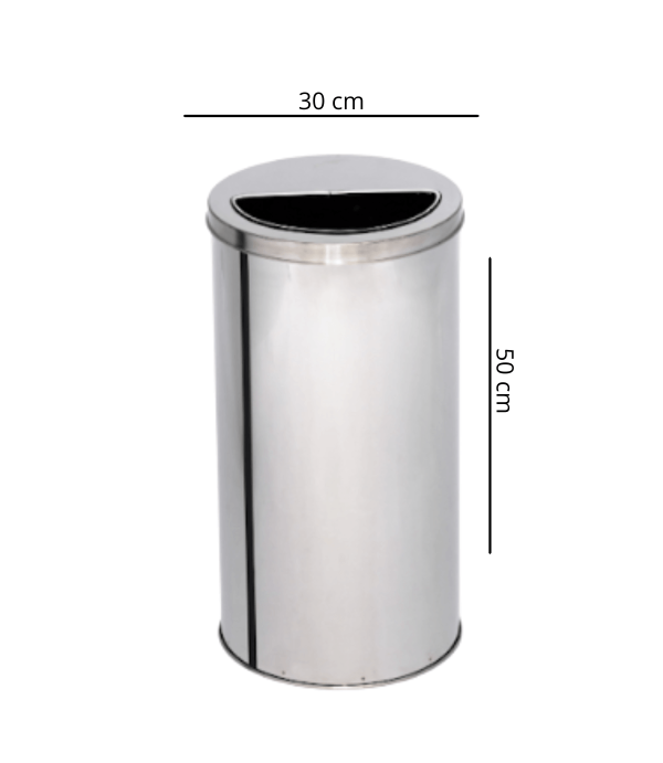 Lixeira de Inox 35L com Aro Meia Lua 30x50