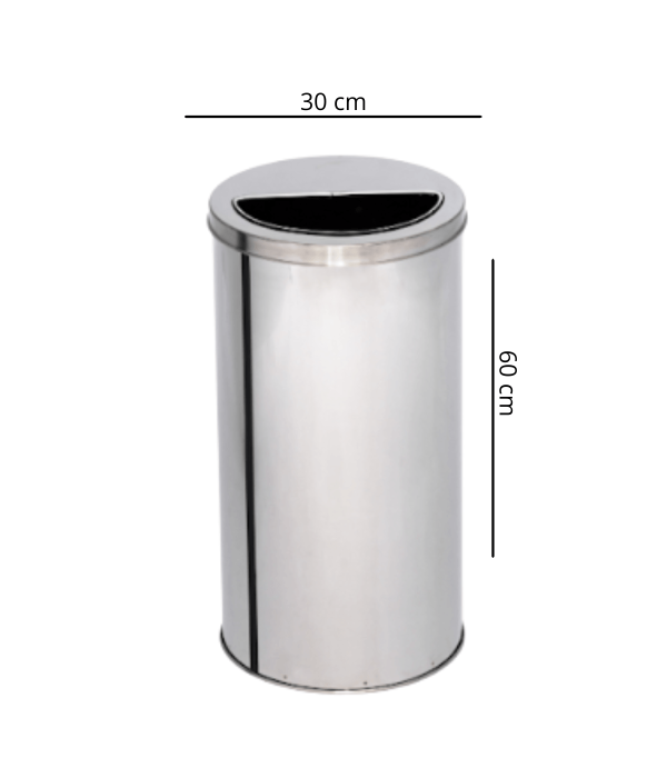 Lixeira de Inox 40L com Aro Meia Lua 30x60