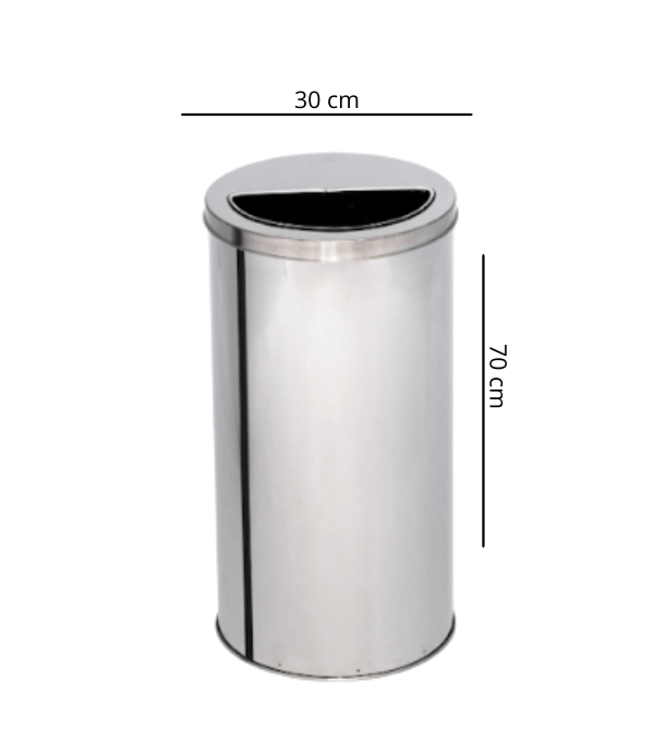 Lixeira de Inox 50L com Aro Meia Lua 30X70