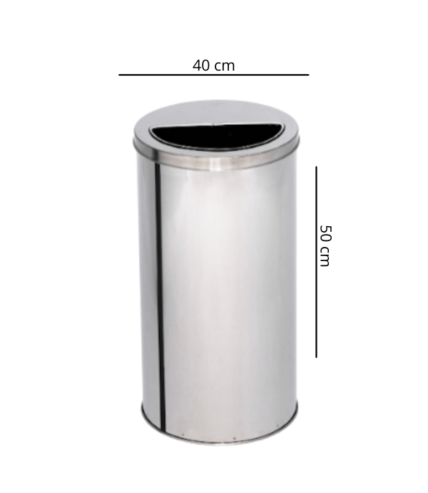 Lixeira de Inox 62L com Aro Meia Lua 40x50