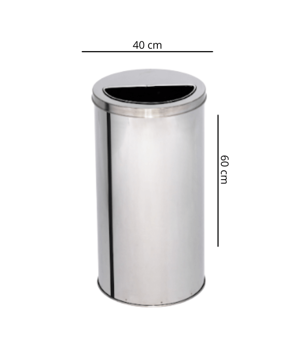 Lixeira de Inox 75L com Aro Meia Lua 40x60