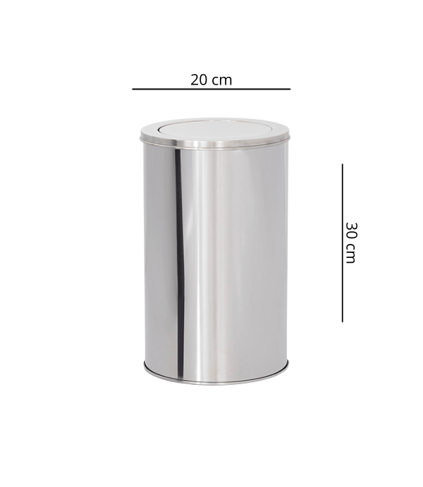 Lixeira 10L Basculante Redonda de Aço Inox 20x30