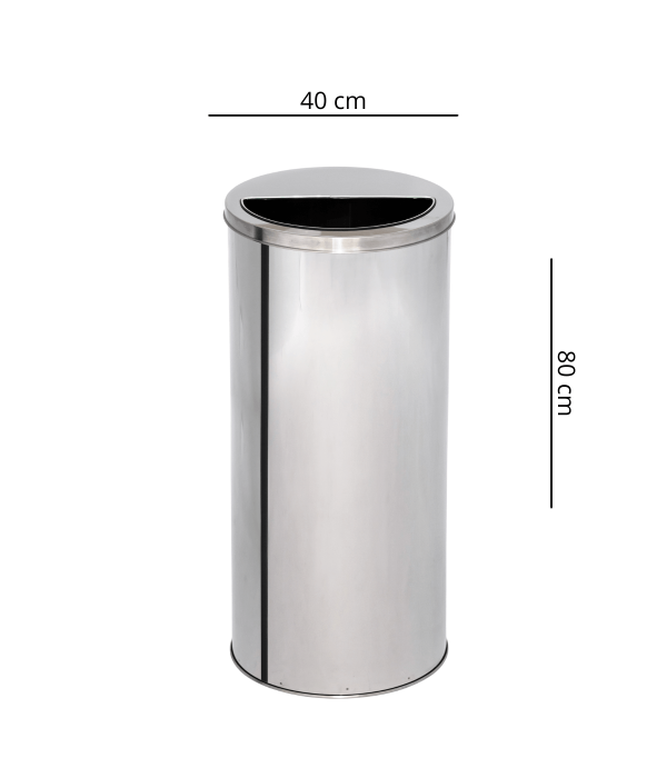 Lixeira de Inox 100L com Aro Meia Lua 40x80