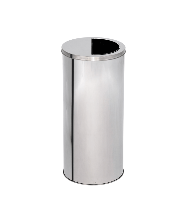 Lixeira de Inox 120L com Aro Meia Lua 40x90