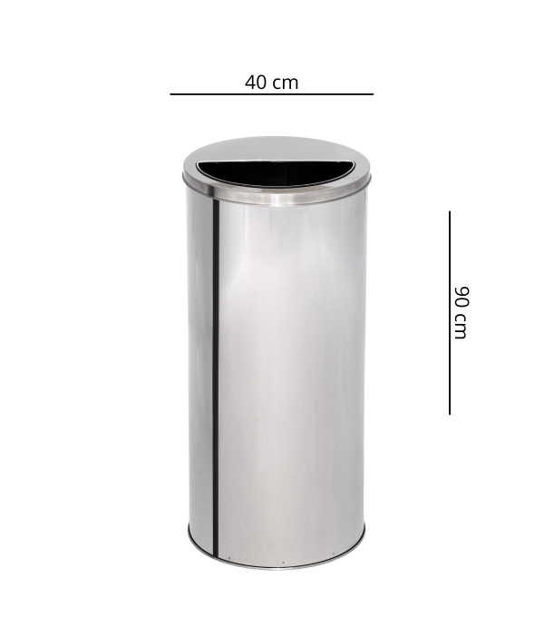 Lixeira de Inox 120L com Aro Meia Lua 40x90