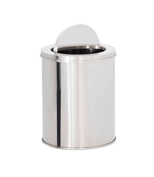 Lixeira 13L Basculante Redonda de Aço Inox 24x25