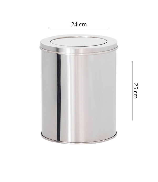 Lixeira 13L Basculante Redonda de Aço Inox 24x25