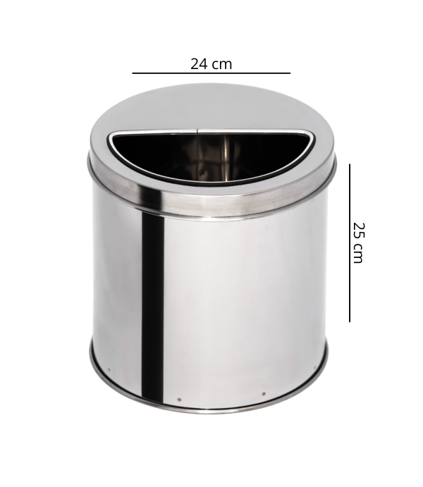 Lixeira Em Aço Inox Polido 13 L com Aro Meia Lua