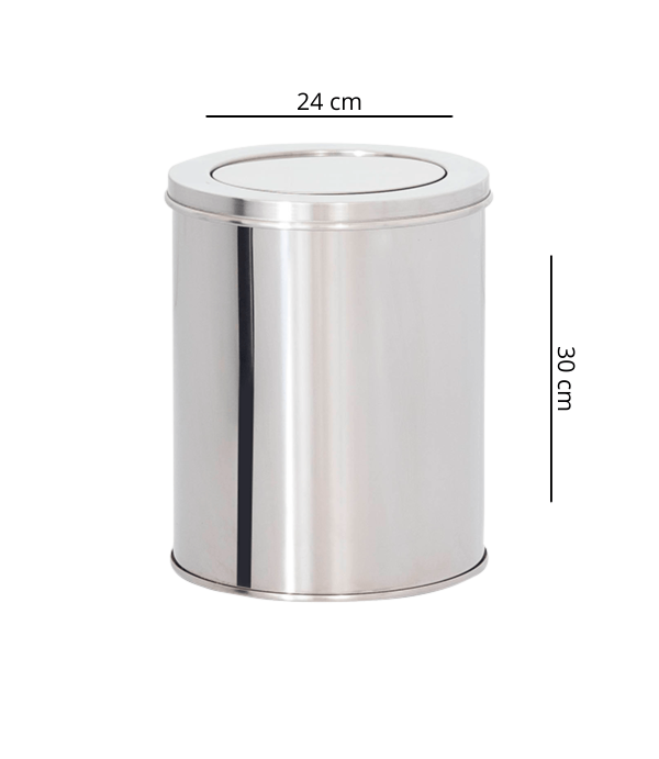 Lixeira 15L Basculante Redonda de Aço Inox 24x30