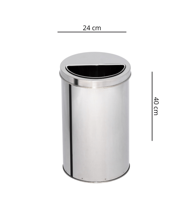 Lixeira de Inox 20L com Aro Meia Lua 24x40