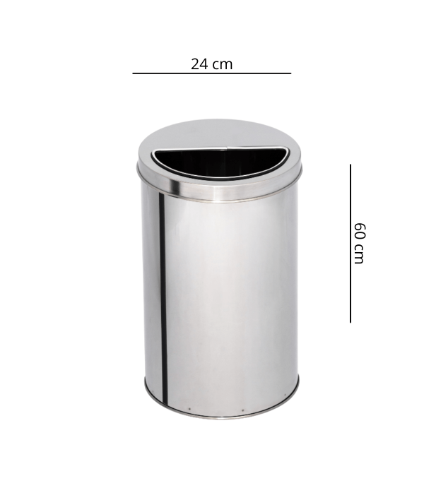 Lixeira de Inox 27L com Aro Meia Lua 24x60
