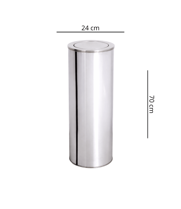Lixeira 30L Basculante Redonda de Aço Inox 24x70