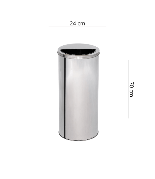 Lixeira de Inox 30L com Aro Meia Lua 24x70