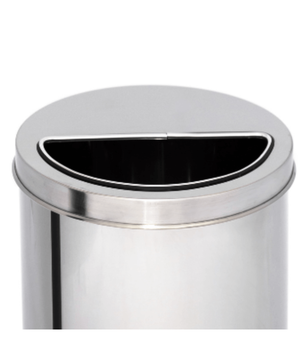 Lixeira de Inox 35L com Aro Meia Lua 30x50