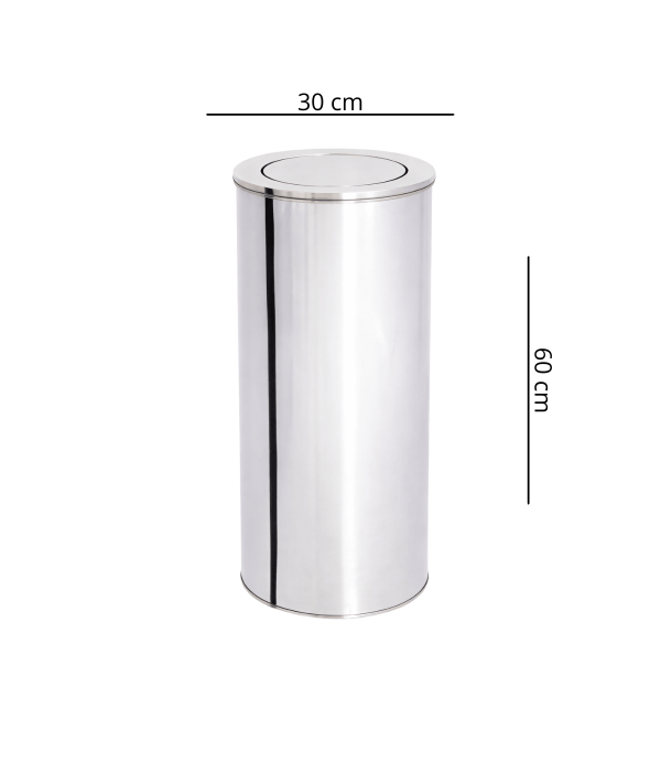 Lixeira 40L Basculante Redonda de Aço Inox 30x60