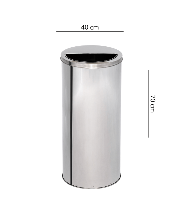 Lixeira de Inox 88L com Aro Meia Lua 40x70