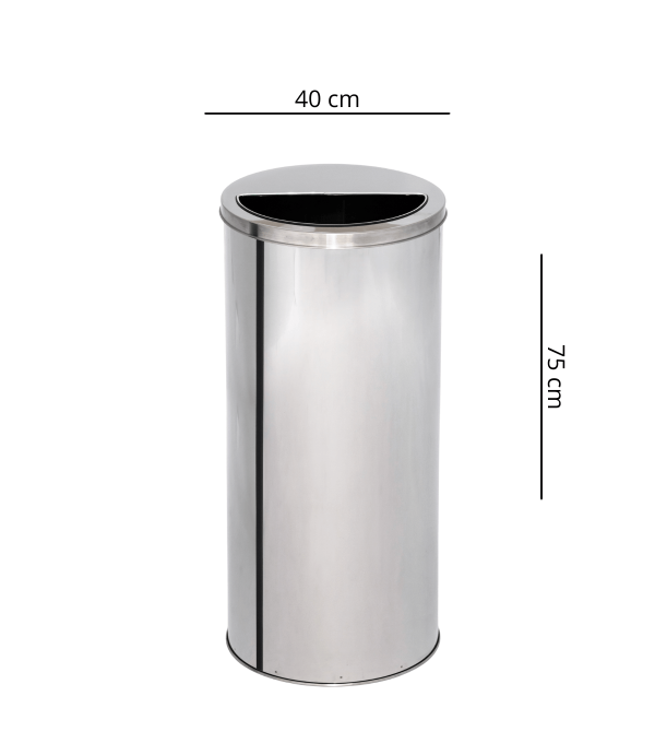 Lixeira de Inox 95L com Aro Meia Lua 40x75