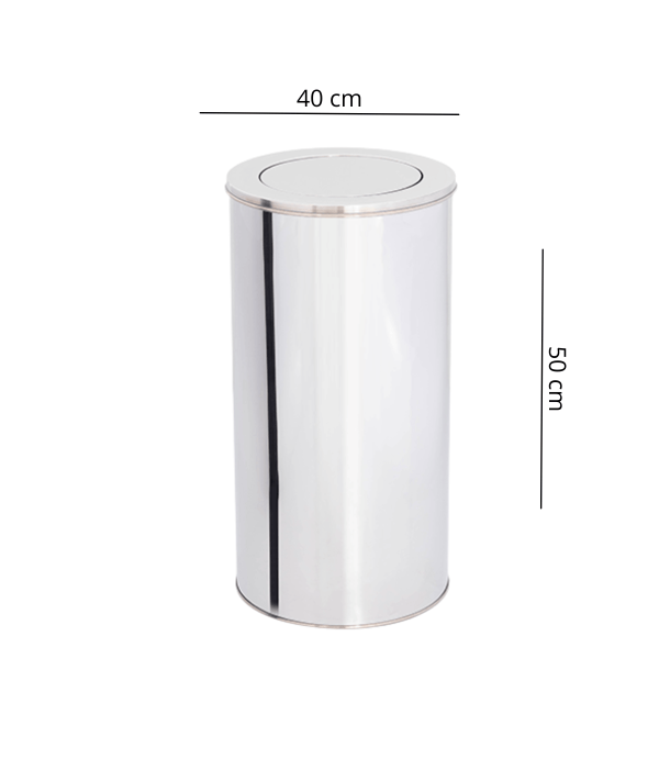 Lixeira 62L Basculante Redonda de Aço Inox 40x50