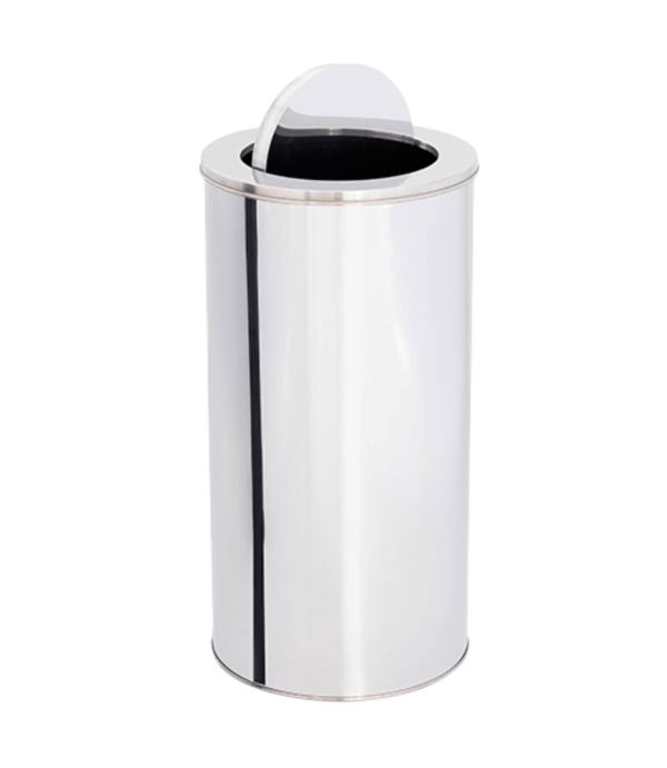 Lixeira 62L Basculante Redonda de Aço Inox 40x50