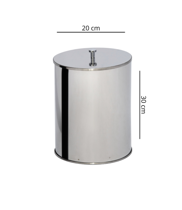 Lixeira com tampa 10L de Aço Inox 20x30